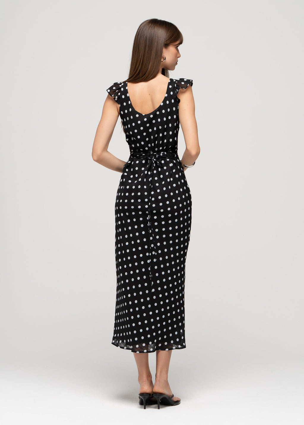 Robe Carmen Polka Dot Midi - Black & White