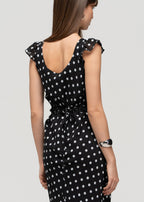 Robe Carmen Polka Dot Midi - Black & White
