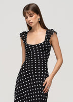 Robe Carmen Polka Dot Midi - Black & White