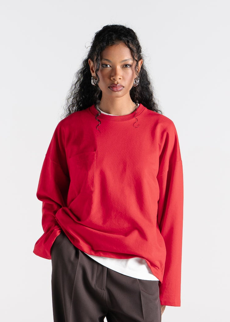 Top a Maniche Lunghe Brady Oversized - Red