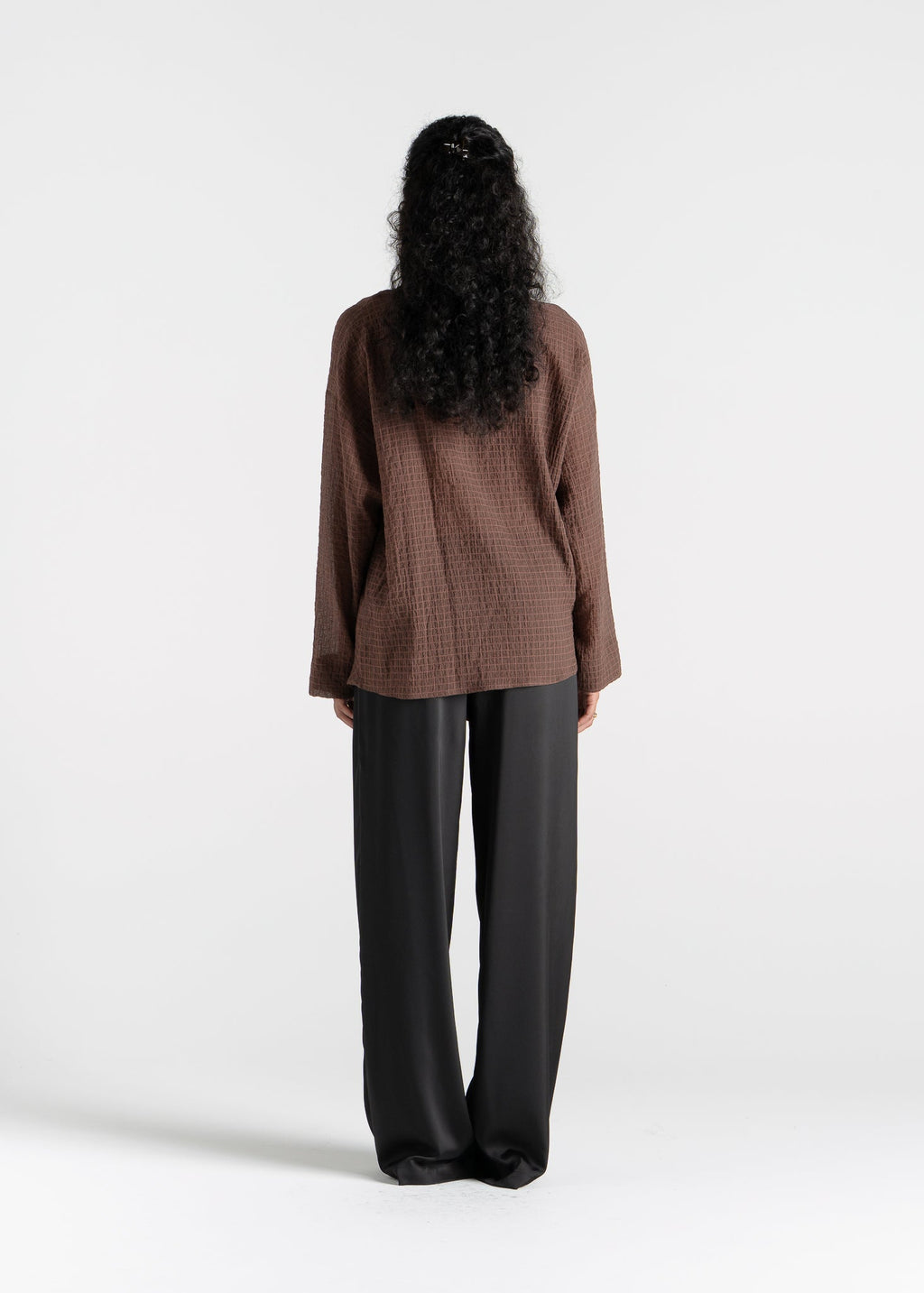 Camicetta Esme Draped Cotton Twist - Brown Check