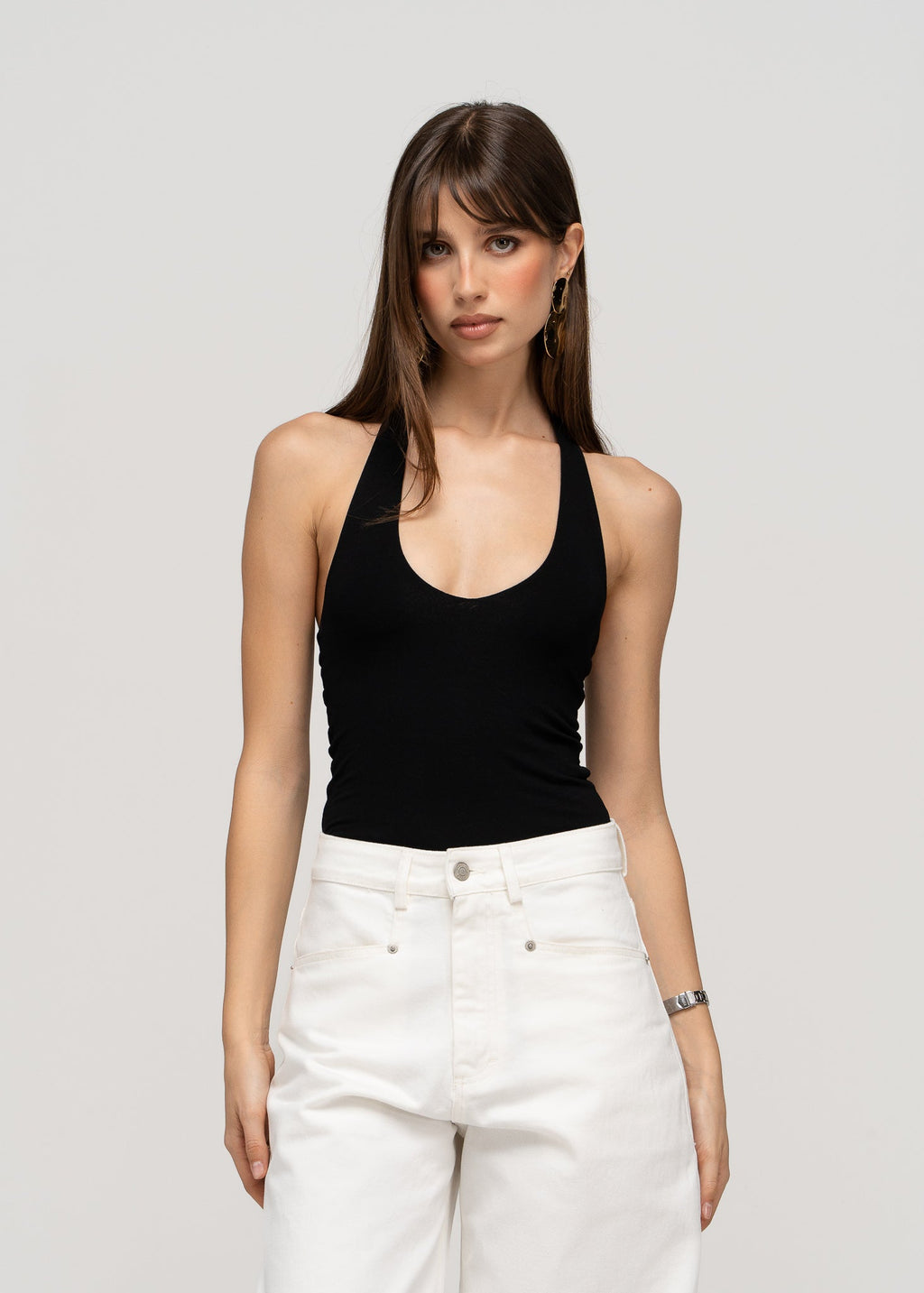 Body Cleo Plunge Halter - Black