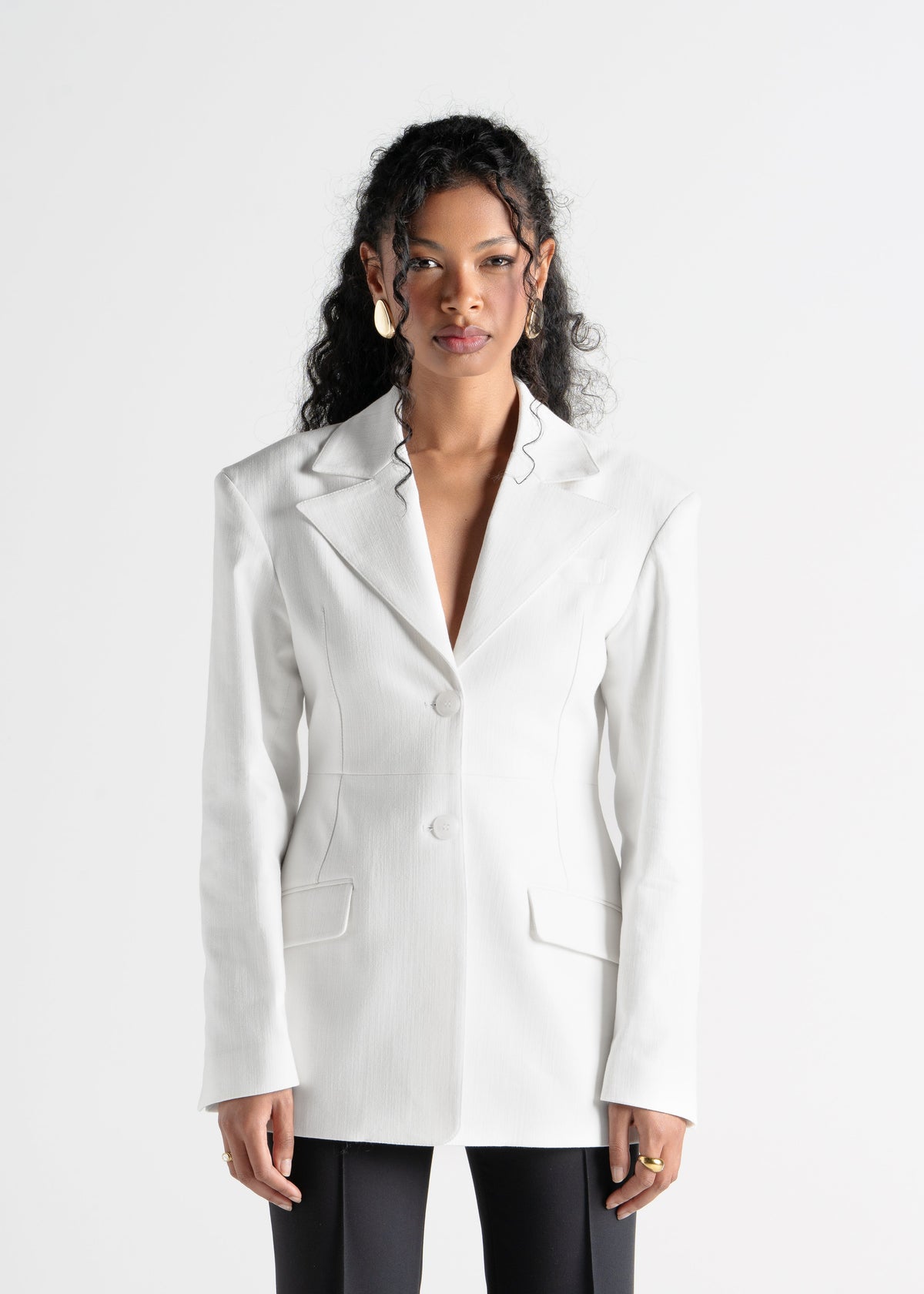 Blazer Ella Structured Waist-Cinched - Off-White