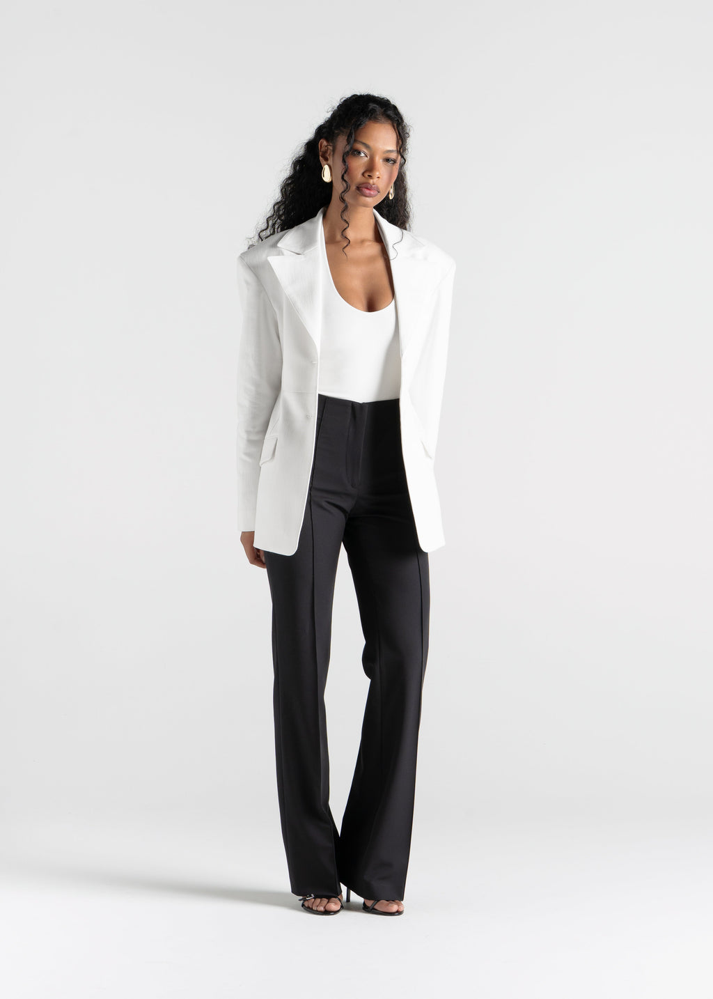 Blazer Ella Structured Waist-Cinched - Off-White