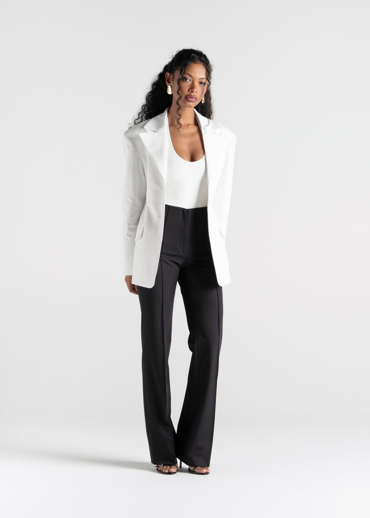 Blazer Ella Structured Waist-Cinched - Off-White
