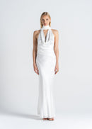 Top Halo Satin Backless Halter - White