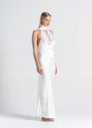 Top Halo Satin Backless Halter - White