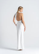 Top Halo Satin Backless Halter - White