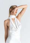 Top Halo Satin Backless Halter - White
