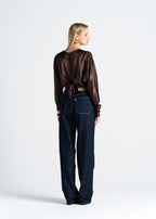 Halo Silk Blouse - Brown
