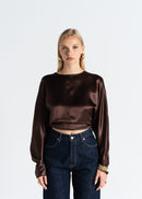 Blouse Halo Long Sleeve Silk - Brown