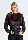 Halo Silk Blouse - Brown