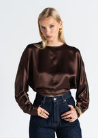 Halo Silk Blouse - Brown