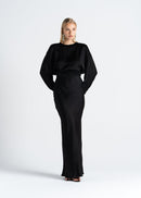 Jupe Halo Satin Maxi - Black