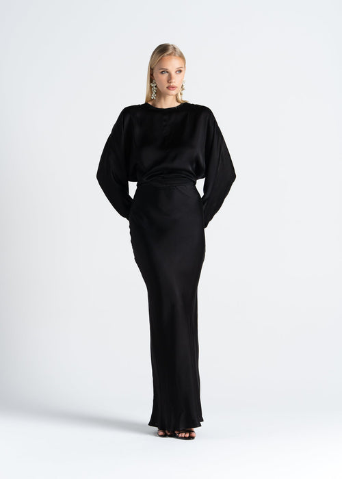 Jupe Halo Satin Maxi - Black