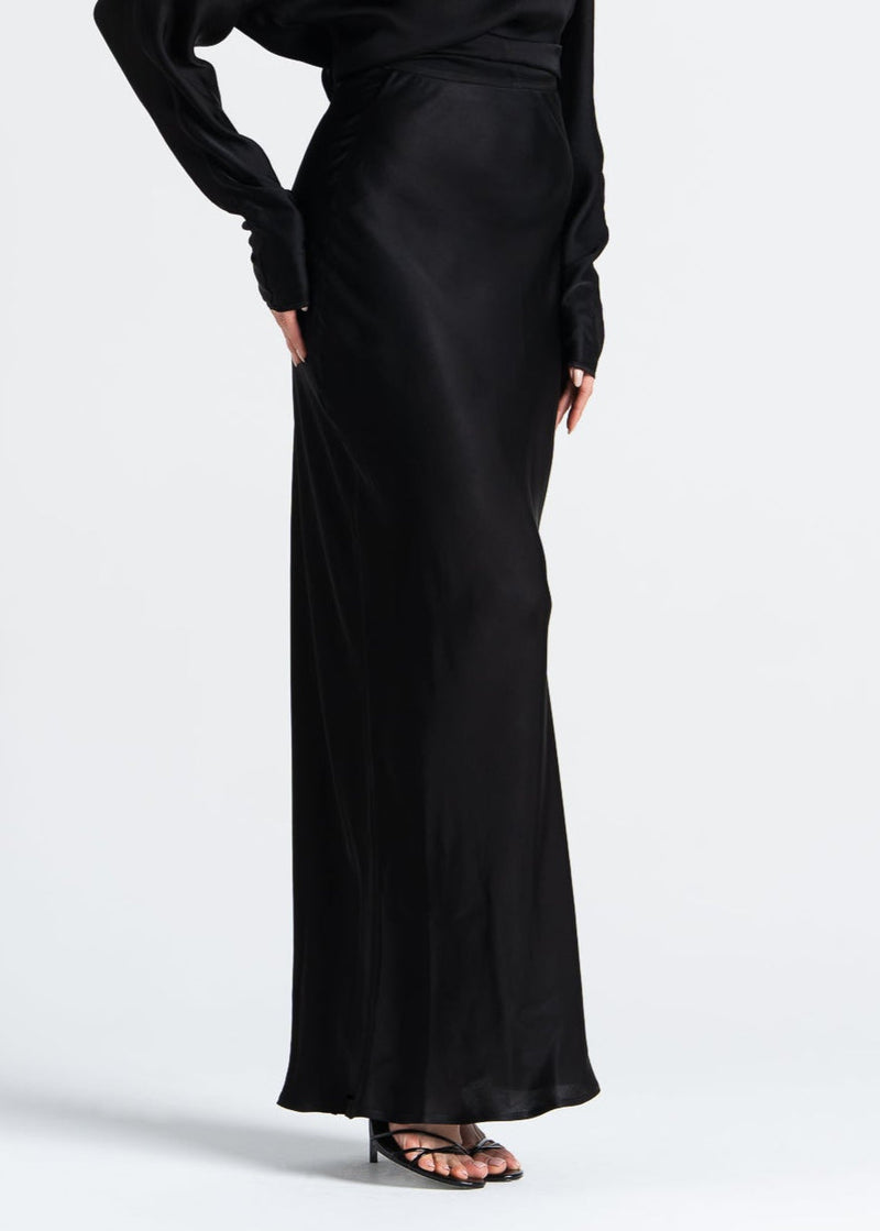 Jupe Halo Satin Maxi - Black