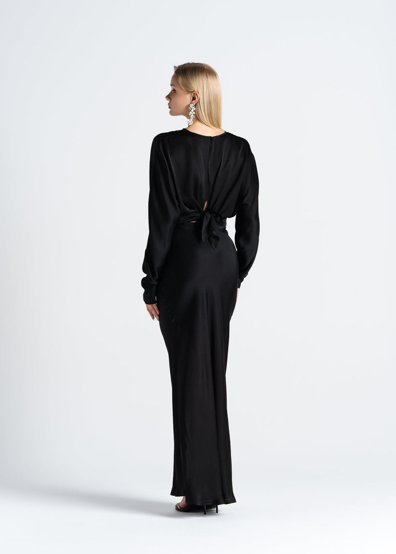 Jupe Halo Satin Maxi - Black