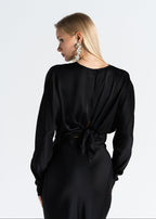 Halo Satin Blouse - Black