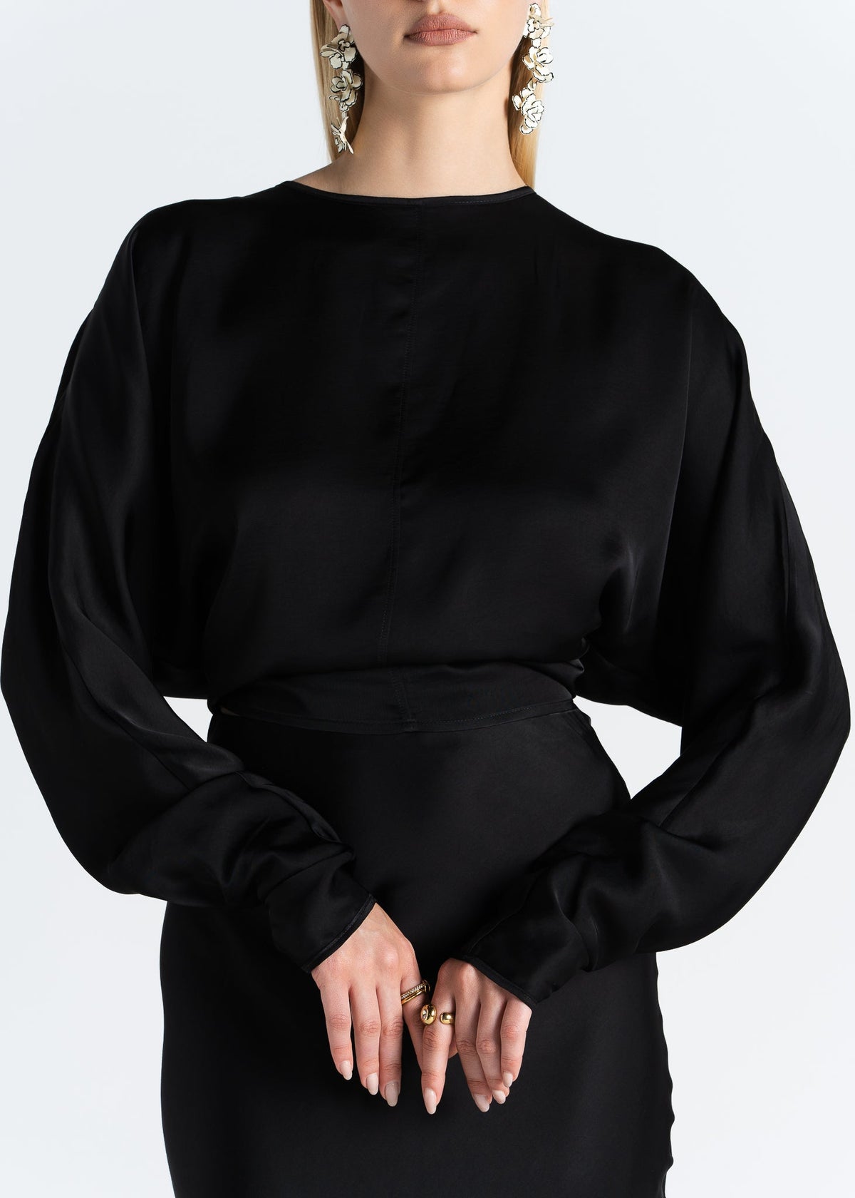 Halo Satin Blouse - Black