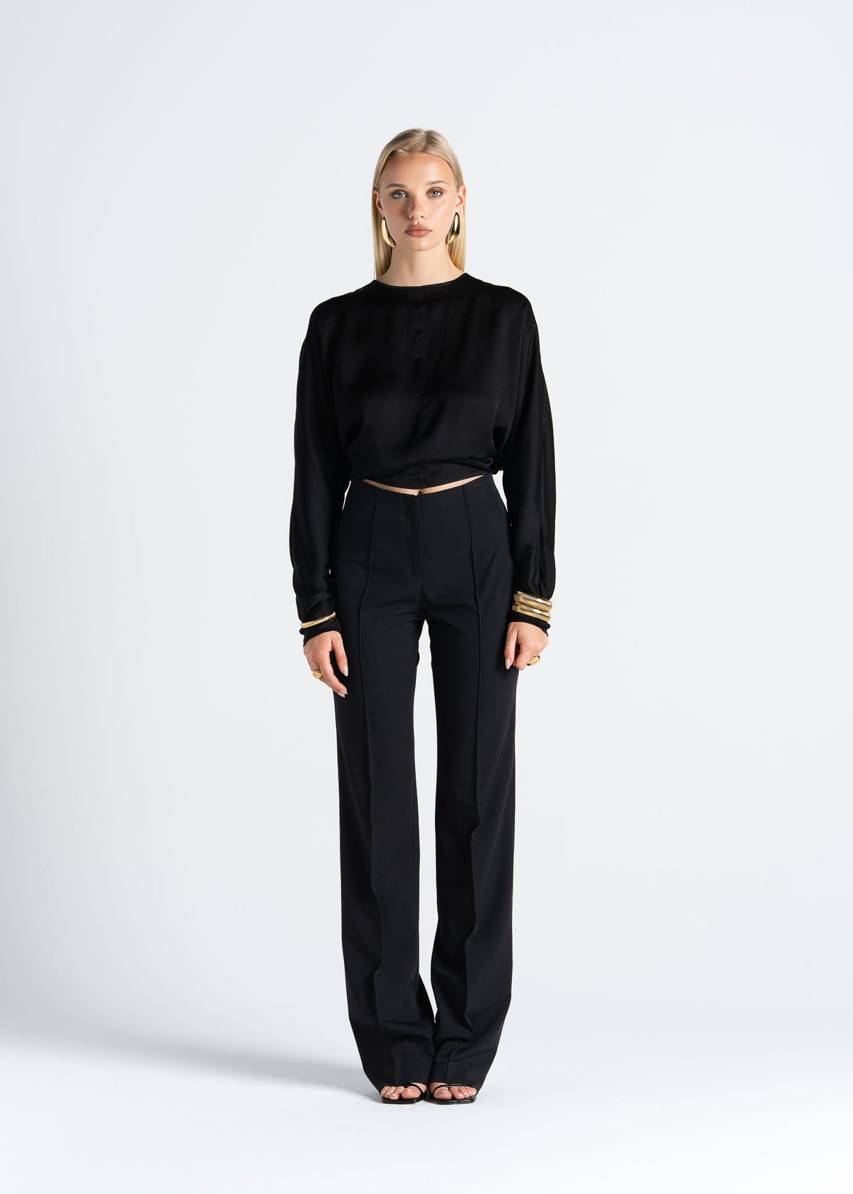 Halo Satin Blouse - Black