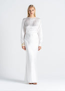 Blouse Halo Long Sleeve Satin - White