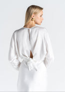 Blouse Halo Long Sleeve Satin - White