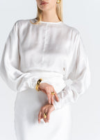 Halo Satin Blouse - White