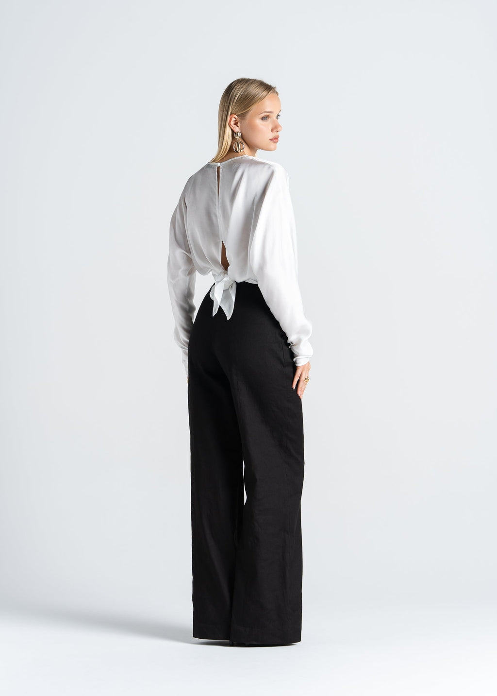 Halo Satin Blouse - White