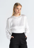 Halo Satin Blouse - White
