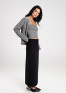 Jupe Keanu Tailored Mid-Waist Midi - Black