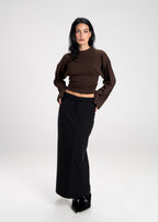 Jupe Keanu Tailored Mid-Waist Midi - Black