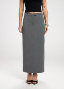 Jupe Keanu Tailored Mid-Waist Midi - Grey