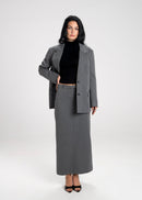 Jupe Keanu Tailored Mid-Waist Midi - Grey