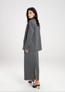 Jupe Keanu Tailored Mid-Waist Midi - Grey