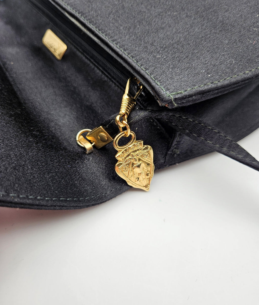 Vintage Black Satin Bag