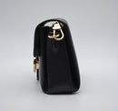 Mini bolso entrelazado Gucci Cadena champán de cuero granulado negro