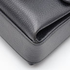 Gucci Interlocking Mini Bag Black Grained Leather Champagne Chain