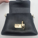 Mini bolso entrelazado Gucci Cadena champán de cuero granulado negro