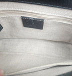 Gucci Interlocking Mini Bag Black Grained Leather Champagne Chain