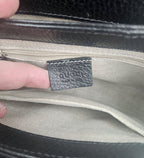Gucci Interlocking Mini Bag Black Grained Leather Champagne Chain