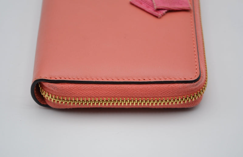 Gucci Pink Leather Wallet With Gg Bow