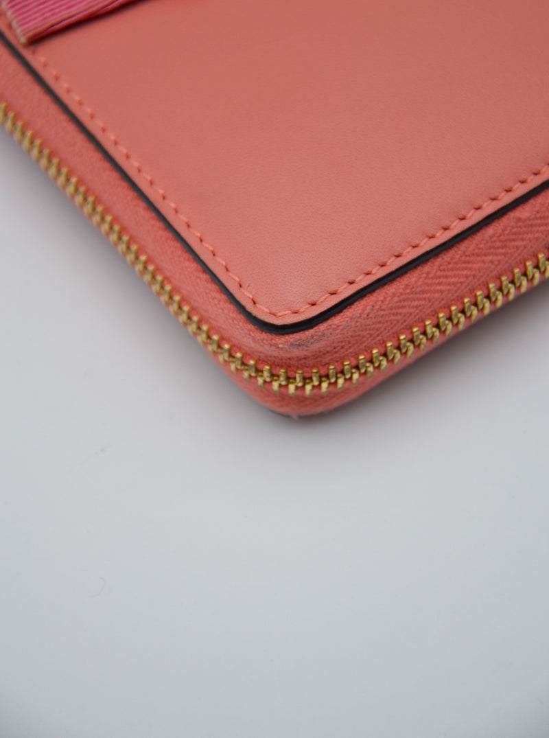 Gucci Pink Leather Wallet With Gg Bow