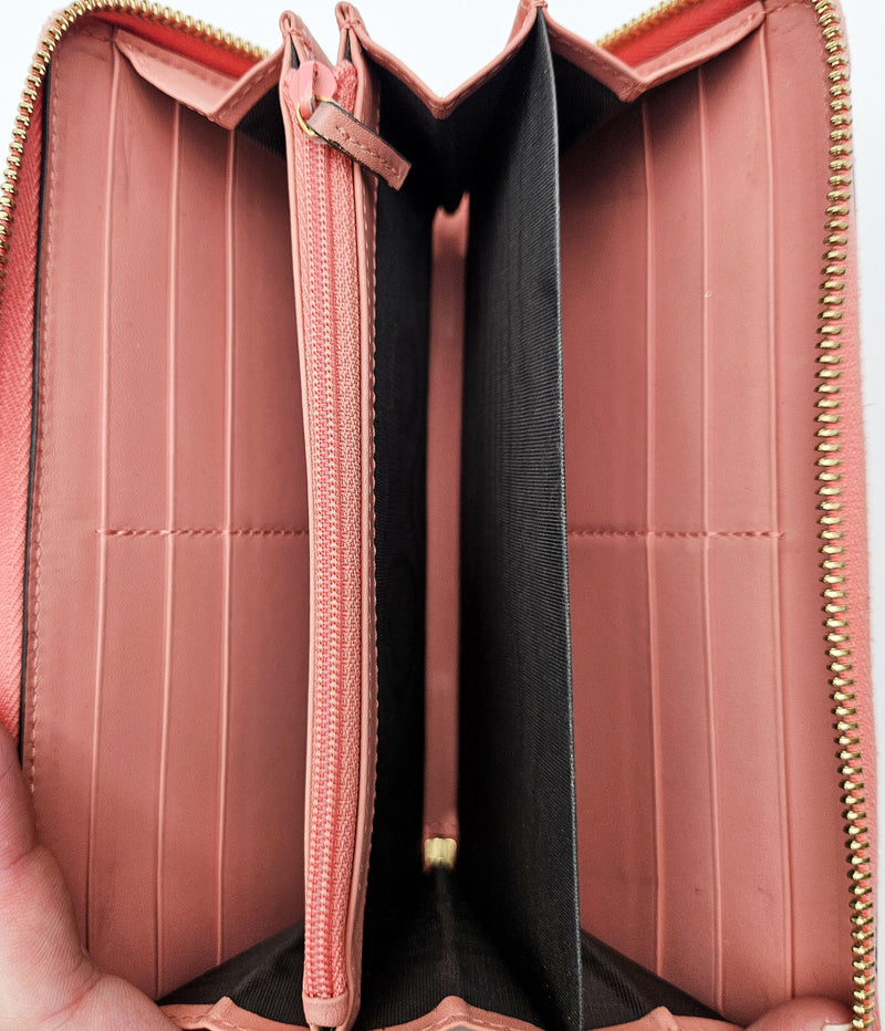 Gucci Pink Leather Wallet With Gg Bow