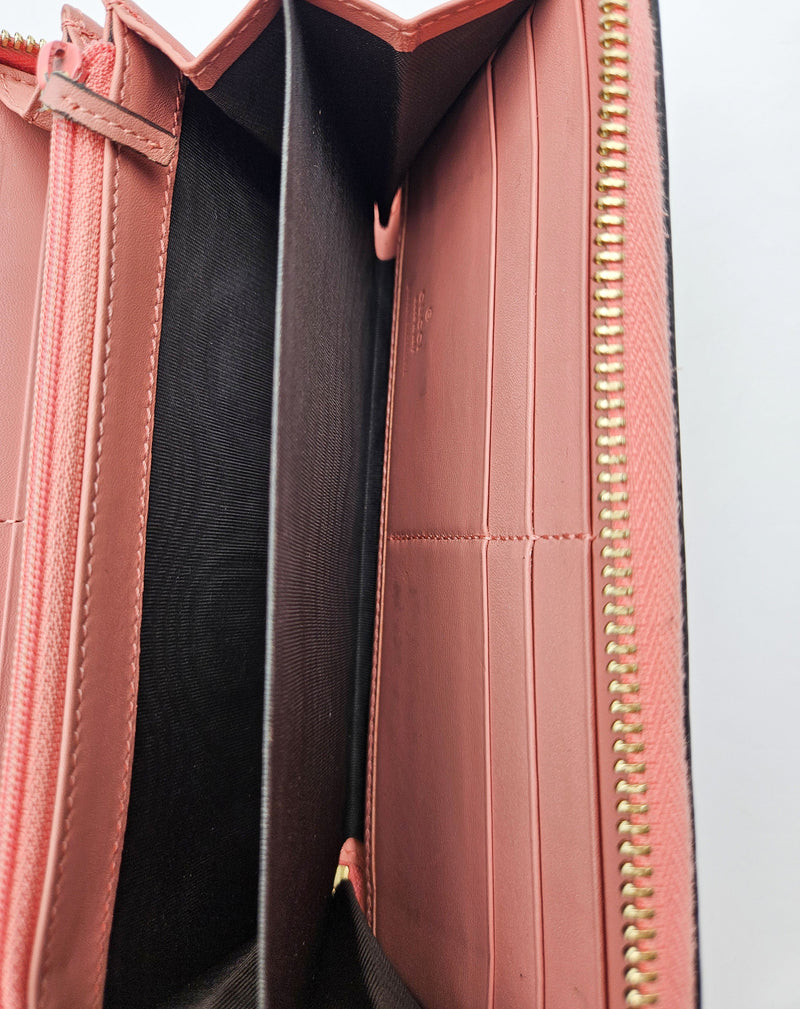 Gucci Pink Leather Wallet With Gg Bow