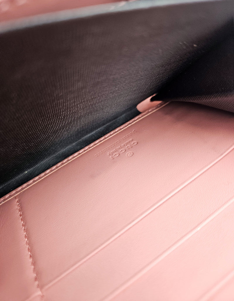 Gucci Pink Leather Wallet With Gg Bow