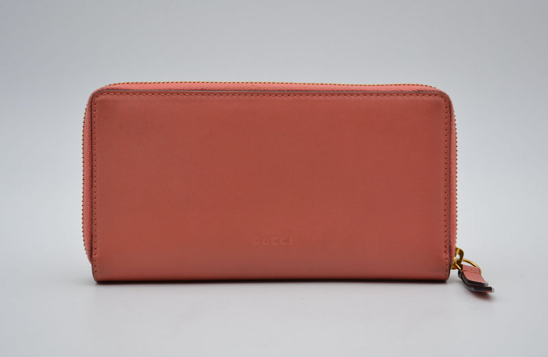 Gucci Pink Leather Wallet With Gg Bow