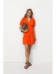 Robe Courte Imprimée Femme - Orange Uni Colore