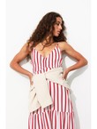 Longue Robe Rayée Femme - Rouge Raye