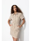 Robe Safari Courte Femme - Naturel Uni Clair