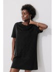 Robe T-shirt en Coton Femme - Noir Uni Fonce